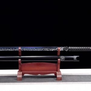 Epee Chinoise Noir Lame Bleue Electrique