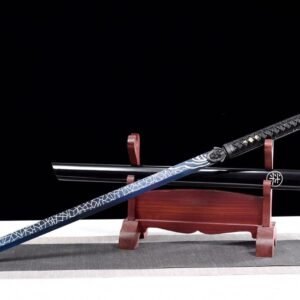 Epee Chinoise Noir Lame Bleue Electrique