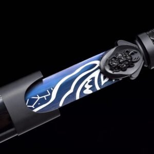 Epee Chinoise Noir Lame Bleue Electrique